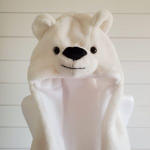 Polar Bear Cartoon Animal Plush Hat  Winter Warm Cap Combined Scarf and gloves‎